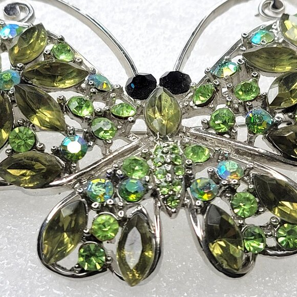 Large Green Butterfly Brooch Pin - Picture 9 of 12